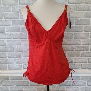 Panache Anya Riva Balconnet Tankini Swim Top Fiery Red NEW 38 Beach Underwire